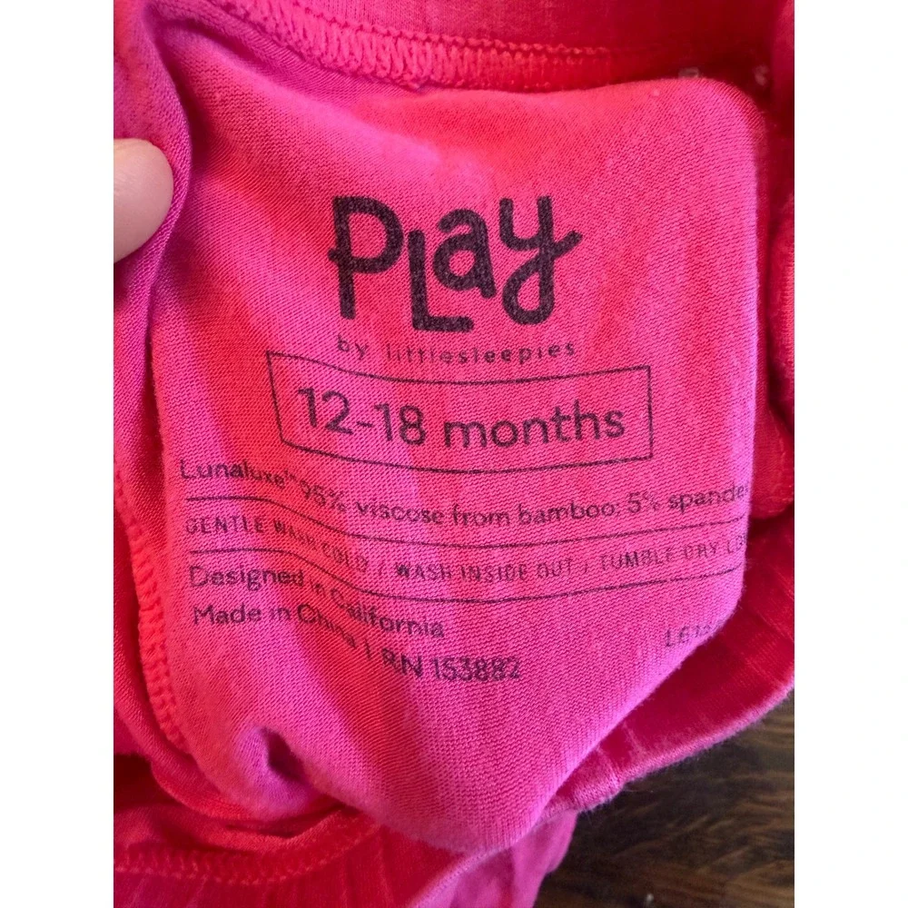 Little Sleepies Play Set Kids 12-18M Pink Splatter Ruffle Top Leggings